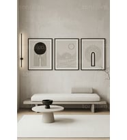 Modern Minimalist Soyut Çizgi Sanatı 3’lü Ahşap Çerçeveli Tablo Seti