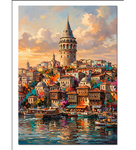 Galata Kulesi Ve İstanbul Manzara Dekoratif Kanvas - Mdf Ahşap Tablo