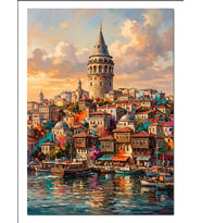 Galata Kulesi Ve İstanbul Manzara Dekoratif Kanvas - Mdf Ahşap Tablo