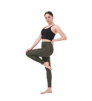 Syosh Comfort Haki Yüksek Bel Toparlayıcı Spor Tayt (Yoga, Pilates, Antrenman ve Günlük Kullanım)