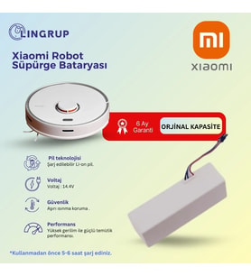 Xiaomi Vacuum Mop 1C (STYTJ01ZHM) Robot Süpürge Uyumlu Batarya 5200 mAh -