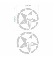 SEVGENT Skm Army Yıldız Kuru Kafa 13 X 13 Cm Gri Sticker 2 Li