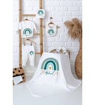 Pia Baby Premium %100 Pamuk İsim Yazılı Kız Bebek Hastane Çıkışı Battaniyeli Bebek Hediye Seti 5055-04 (Ekru)