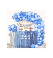 MAVİ LÜKS 1 YAŞ DOĞUM GÜNÜ BALON ZİNCİR SET