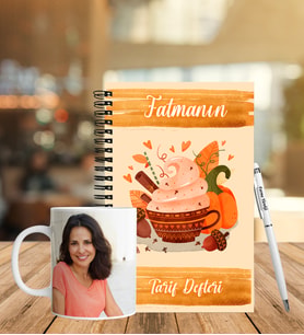 Kişiye Özel Ahşap Tarif Defter Kalem Ve Kupa Seti