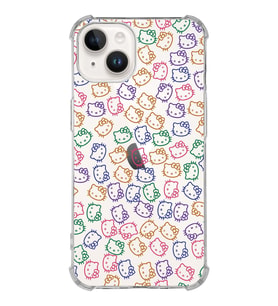 Apple iPhone 14 Plus Uyumlu Köşe Korumalı Antişok Kapak Hello Kitty Tasarımlı Şeffaf  Kılıf