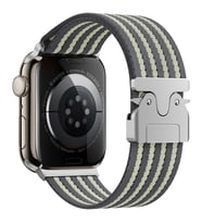 Apple Watch 44mm Kordon Kelebek Klipsli Naylon Kumaş Hasır Örgülü 133 (Gri)