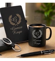 İsme Özel Premium Tasarım Kupa Bardak, Defter, Kalem, Anahtarlık  Erkek Kadın Hediye Seti