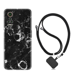General Mobile GM 21 Pro GM 22 Pro Plus Kılıf Boyun Askılı Silikon Black Hole Marble 1387