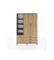 Arges Gardrop 5 Raflı 4 Çekmeceli Tek Askılı 132x30x195 Antrasit-Çam