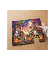 Cadılar Bayramı - Sevimli Minik Cadılar Tasarımlı 24 Parça Ahşap Çocuk Puzzle