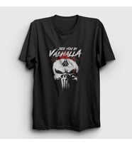 Presmono Unisex Siyah Valhalla Vikings T-Shirt 222690tt