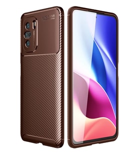 Mey İthalat® Poco F3 Kılıf Auto Focus Karbon Kapak - Kahverengi