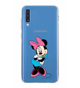 Samsung Galaxy A70  Kamera Korumalı  Kapak Minnie Mouse Tasarımlı  Şeffaf Kılıf