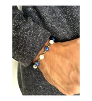 Unisex - Lapis Lazuli, Jade, Hematit Detaylı, Altın Kaplama Destekli Doğal Taş Padore Bileklik
