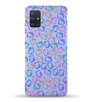 Samsung Galaxy A51 Uyumlu Lansman Kılıf Hello Kitty Tasarımlı İçi Kadife Kapak-Lila (Şeffaf)