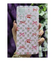 Redmi Note 11 Pro - Note 12 Pro 4G Uyumlu Kurdele ve Kiraz Desenli Şeffaf Telefon Kılıfı