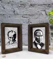 Bk Gift Atatürk Tasarımlı Dekoratif 2'li Doğal Masif Ahşap Çerçeve 15x20cm-16 (Beyaz)