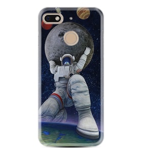 General Mobile GM8 Go GM9 GM20 Pro Plus Kılıf Desemli Silikon Astronot ve Dünya 1759