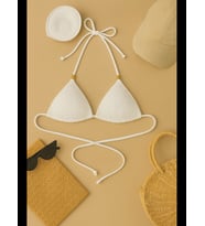 Fantezia Night Kadın Beyaz Pedli Üçgen Bikini Üstü Bağlamalı Aksesuarlı
