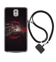 Samsung Note 3 4 5 8 9 20 Ultra 10 Lite Kılıf Boyun Askılı Silikon Kurt ve Ay Yıldız 1403