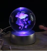 Cam Küre Standlı Led Işıklı Love You Yazılı & Gül Model Sevgiliye Hediye