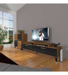 Decoraktiv Ekoflex On Slm Silver Tv Ünitesi Tv Sehpası - Ceviz Siyah (Siyah - Ceviz)
