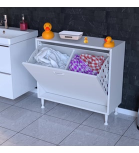 Modilayn SÖKE Banyo İçin Sihirli Kutu 70x75x32,5 cm’ lik 2 Göz Sepet Hazneli Mini Banyo Dolabı