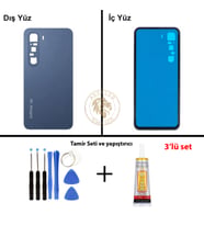 Infinix Hot 60 Mavi Uyumlu Arka Kapak + Yapıştırıcı ve Vida Seti Arka Cam Batarya Pil Kapağı