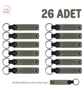 Kül Gri & Gri, Avukatlık Bürosuna Özel Anahtarlık, 26' lı Set, Konuklarınıza Değerli Hediye