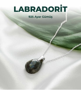 Luxtone Sertifikalı Labradorit 925 Ayar Gümüş Kolye Kadın Takı LX0530KL
