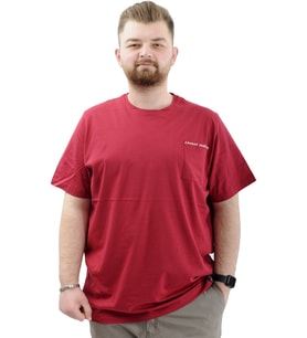Mode XL Erkek Büyük Beden Pamuklu Baskılı Bisiklet Yaka Tişört CHANGE U24050 Bordo