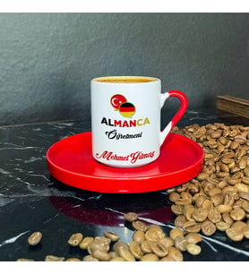 Almanca Öğretmenine Hediye Kırmızı Türk Kahvesi Fincanı 001