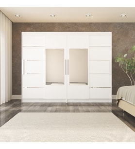 Sürgülü Gardırop Dört Kapaklı 400/210 cm (Parlak Beyaz)