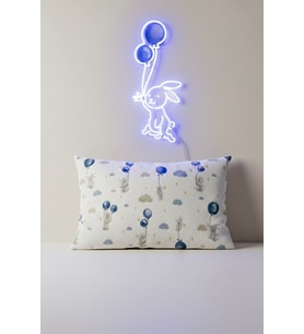 More Home Müslin Bebek Yastık Kılıfı Kapaklı 35X45 Tavşanlı Balonlu Mavi Beyaz