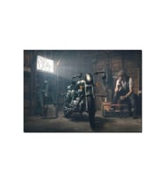 Ahşap Tabloroyal Enfield Motorsiklet Ve Sigara Içen Adam (35x50 Cm Boyut)