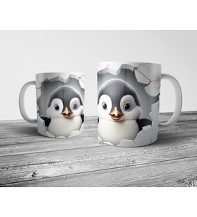 Pixxa Penguen Penguin Optik İllüzyonlu Kupa Bardak Model 1