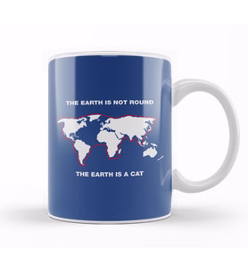The Earth Is Not Round The Earth Is A Cat Flat Earth Kupa Bardak Porselen