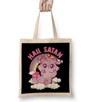 Funny Satanic Hail Satan Kitten Cute Rainbow Cat Bez Çanta Uzun Saplı