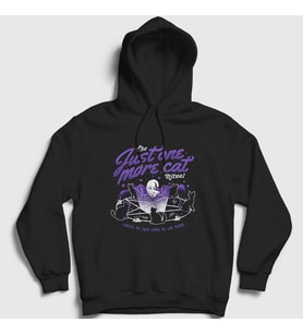 Presmono Unisex Siyah Just More Cat Kedili Kapüşonlu Sweatshirt 450807tt