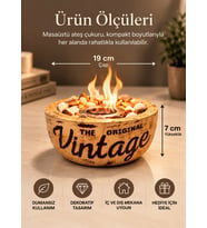 Technow Home-300 Vintage Eskitme Desen El Yapımı Masa Şöminesi Ateş Çukuru (200ml Bioetanol)