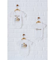 Pia Baby Premium %100 Pamuk İsme Özel Organik Baskılı Üçlü Set Çıtçıtlı Bebek Body Zıbın Modelleri 5041-18 (Ekru)