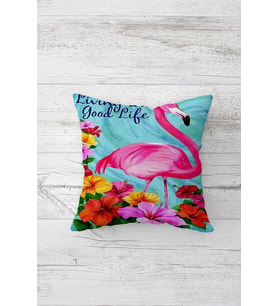Flamingo Desenli Çift Tarafı Baskılı Gizli Fermuarlı Yastık Kılıfı Kırlent Koltuk Yastık Kılıfı (Mavi-Pembe)