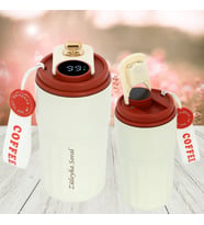 KİŞİYE ÖZEL İSİM BASKILI LED SICAKLIK GÖSTERGELİ DERECELİ TERMOS 400 ML (Kırmızı)