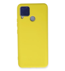 Realme C15 Kılıf Nano içi Kadife Silikon - Sarı