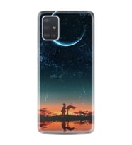 Samsung a71 A72 A73 A7 A9 2018 C7 C9 Kılıf Desenli Silikon Ay ve Kız 1720