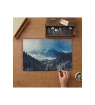 Karlı Dağlar - Karlı Çam Ağaçları Tasarımı 240 parça Ahşap Puzzle Ahşap Kutuda MP04233