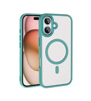 Apple iPhone 16 Plus Uyumlu Kılıf Wireless Şarj Özellikli Zore Krom M-safe Silikon Kapak (Açık Yeşil)