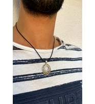 Hasır İşlemeli Yuvarlak Model Gümüş Erkek Kolye