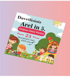 Kişiye Özel Doğum Günü Kartı 10x10 Cm 50 Adet